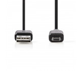 USB 2.0 Kabel na Cesty | Micro B Zástrčka - A Zásuvka | 0,2 m | Černá barva