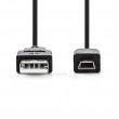 USB 2.0 kabel | A Zástrčka - Mini 5-pin Zástrčka | 3 m | Černá barva