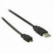 USB 2.0 Plochý Kabel | A Zástrčka - Micro B Zástrčka | 1 m | Černá barva