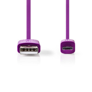 USB 2.0 kabel | A Zástrčka - Micro B Zástrčka | 1 m | Fialová
