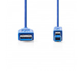 USB 3.0 Kabel | A Zástrčka - B Zástrčka | 3 m | Modrá