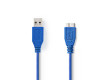 USB 3.0 Kabel | A Zástrčka - Micro B Zástrčka | 5 m | Modrá