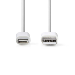 Synchronizační a nabíjecí kabel | Apple Lightning 8-pin Zástrčka - USB A Zástrčka | 1 m | Bílá barva