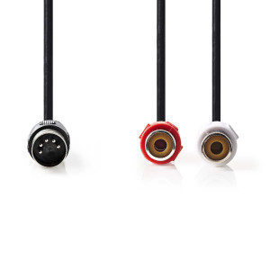 Audiokabel DIN | DIN 5-pin Zástrčka - 2x RCA Zásuvka | 0,2 m | Černá barva