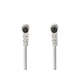 Koaxiální Kabel 120 dB | IEC (Koaxiální) Úhlová Zástrčka - IEC (Koaxiální) Úhlová Zásuvka | 10 m | Bílá barva