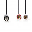 Stereofonní Audio Kabel | 3,5mm Zástrčka - 2x RCA Zásuvka | 0,2 m | Černá barva