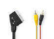 Přepínatelný SCART Kabel | SCART Zástrčka - 2x RCA Zástrčka | 2 m | Černá barva