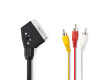 Přepínatelný SCART Kabel | SCART Zástrčka - 3x RCA Zástrčka | 1 m | Černá barva