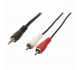 Stereofonní Audio Kabel | 3,5mm Zástrčka - 2x RCA Zástrčka | 2 m | Černá barva