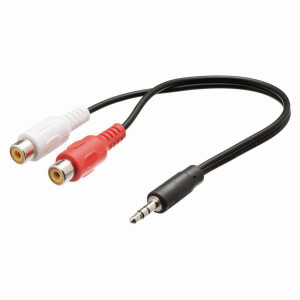Stereofonní Audio Kabel | 3,5mm Zástrčka - 2x RCA Zásuvka | 0,2 m | Černá barva