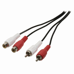 Stereofonní Audio Kabel | 2x RCA Zástrčka - 2x RCA Zásuvka | 5 m | Černá barva