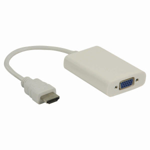 Kabel HDMI – VGA | HDMI Konektor - VGA Zásuvka | 0,2 m | Bílá barva