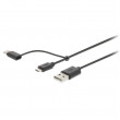 Synchronizační a Nabíjecí Kabel 2 v 1 | USB A Zástrčka - USB Micro B / Typ-C Zástrčka | 1 m | Černá barva
