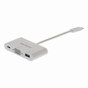 Kabel Adaptéru USB Typ-C | Typ-C Zástrčka - A Zásuvka / Typ-C Zásuvka / VGA Zásuvka | 0,2 m | Bílá barva