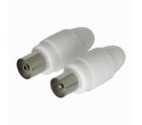 IEC (Koaxiální) Konektor | Zástrčka + Zásuvka - Rovný | 2 kusů | Bílá barva