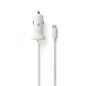 Nabíječka do Auta | 2.4 A | Pevný kabel | Micro USB | Bílá barva