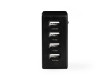 Nástěnná nabíječka | 4.8 A | 4 výstupy | USB-A | Černá barva