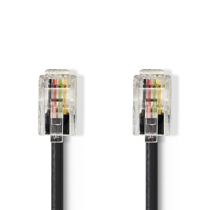 Telekomunikační kabel | RJ10 Zástrčka – RJ10 Zástrčka | 5 m | Černá barva