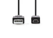 USB 2.0 kabel | Zástrčka A – Mini 5pinová Zástrčka | 2 m | Černá barva