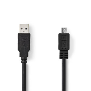 USB 2.0 kabel | Zástrčka A – Micro B Zástrčka | 1 m | Černá barva