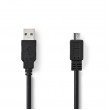 USB 2.0 kabel | Zástrčka A – Micro B Zástrčka | 2 m | Černá barva