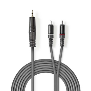 Stereofonní Audio Kabel | 3,5 mm Zástrčka – 2x RCA Zástrčka | 1,5 m | Šedá barva