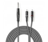 Stereofonní Audio Kabel | 6,35mm Zástrčka – 2x RCA Zástrčka | 1,5 m | Šedá barva