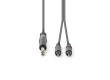 Stereofonní Audio Kabel | 6,35mm Zástrčka – 2x RCA Zástrčka | 3 m | Šedá barva