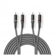 Stereofonní Audio Kabel | 2x RCA Zástrčka – 2x RCA Zástrčka | 5 m | Šedá barva