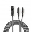 XLR Audiokabel | XLR 3pinová Zásuvka – 2x RCA Zástrčka | 1,5 m | Šedá barva