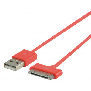 Kabel usb a - iphone, ipad, ipod 30pin, červený 1m - valueline