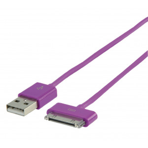 Kabel usb a - iphone, ipad, ipod 30pin, fialový 1m - valueline