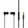 Wired Headphones | 1.2m Flat Cable | In-Ear | Built-in Microphone | Aluminium | Black