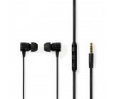 Wired Headphones | 1.2m Flat Cable | In-Ear | Built-in Microphone | Aluminium | Black