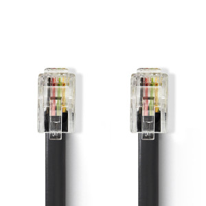 Telekomunikační Kabel | RJ10 (4P4C) Zástrčka – RJ10 (4P4C) Zástrčka | Spirálový | 2 m | Černý