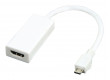 MHL redukční kabel, 5-pin zástrčka USB micro B - výstup HDMI + zásuvka USB micro B, 0,20 m, bílý