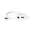 USB-C Adaptér | USB-C Zástrčka – 3,5 mm Zásuvka + USB-C Zásuvka | 0,15 m | Bílý