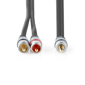 Stereo Audio Cable | 3.5 mm Male - 2x RCA Male | 2.50 m | Anthracite
