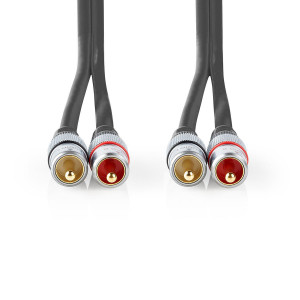 Stereo Audio Cable | 2x RCA Male - 2x RCA Male | 2.50 m | Anthracite