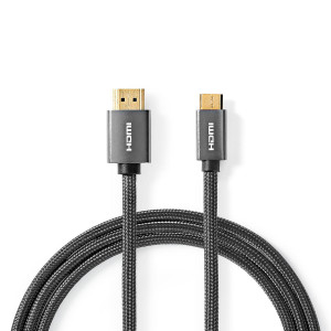 Vysokorychlostní HDMI™ Kabel s Ethernetem | HDMI™ Konektor – HDMI™ Mini Konektor | Kovově Šedý | Opletený Kabel