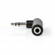 Stereofonní Audioadaptér | 3,5 mm Zástrčka – 3,5 mm Zásuvka | Úhlový 90 ° | 3-Pól | 10 Kusů | Černý
