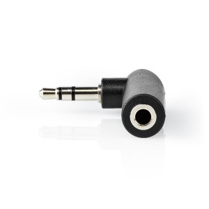 Stereofonní Audioadaptér | 3,5 mm Zástrčka – 3,5 mm Zásuvka | Úhlový 90 ° | 3-Pól | 10 Kusů | Černý