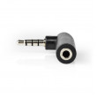 Stereofonní Audio Adaptér| 3,5 mm Zástrčka – 3,5 mm Zásuvka | Úhel 90 ° | 4-Pól | Černý