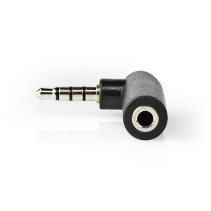 Stereofonní Audio Adaptér| 3,5 mm Zástrčka – 3,5 mm Zásuvka | Úhel 90 ° | 4-Pól | Černý