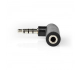 Stereofonní Audio adaptér | 3,5 mm Zástrčka – 3,5 mm Zásuvka | Úhlový 90 ° | 4-Pól | 10 Kusů | Černý