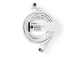Koaxiální Kabel | IEC (Koaxiální) Úhlová Zástrčka | IEC (Koaxiální) Úhlová Zásuvka | 3,0 m | Bílý