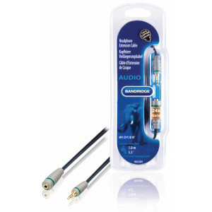 Stereo Audio Prodlužovací Kabel 3.5mm Zástrčka - 3.5mm Zásuvka 1.00 m Modrá
