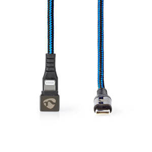 Synchronizační a Nabíjecí Kabel |USB-C™ Zástrčka na Apple Lightning 8kolíková Zástrčka | Herní Konektor 180 ° | 1 m | Kulatý | Opletený | Černo-modrý