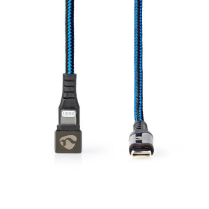 Synchronizační a Nabíjecí Kabel |USB-C™ Zástrčka na Apple Lightning 8kolíková Zástrčka | Herní Konektor 180 ° | 1 m | Kulatý | Opletený | Černo-modrý