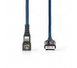 Synchronizační a Nabíjecí Kabel |USB-A Zástrčka na Apple Lightning 8kolíková Zástrčka | Herní Konektor 180 ° | 1 m | Kulatý | Opletený | Černo-modrý